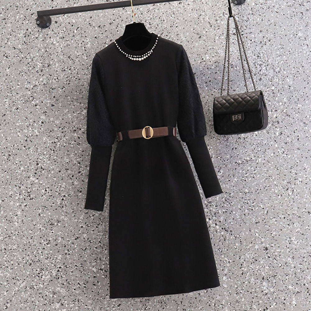 Winter Clothing Line - Casual elegante beading malha emendado vestidos