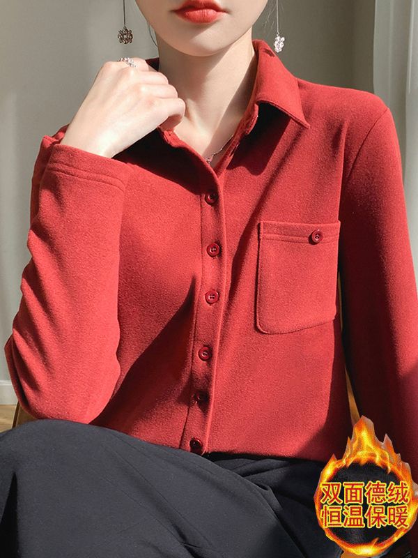 Winter Clothing Work - Inverno manga longa feminina básica camisa