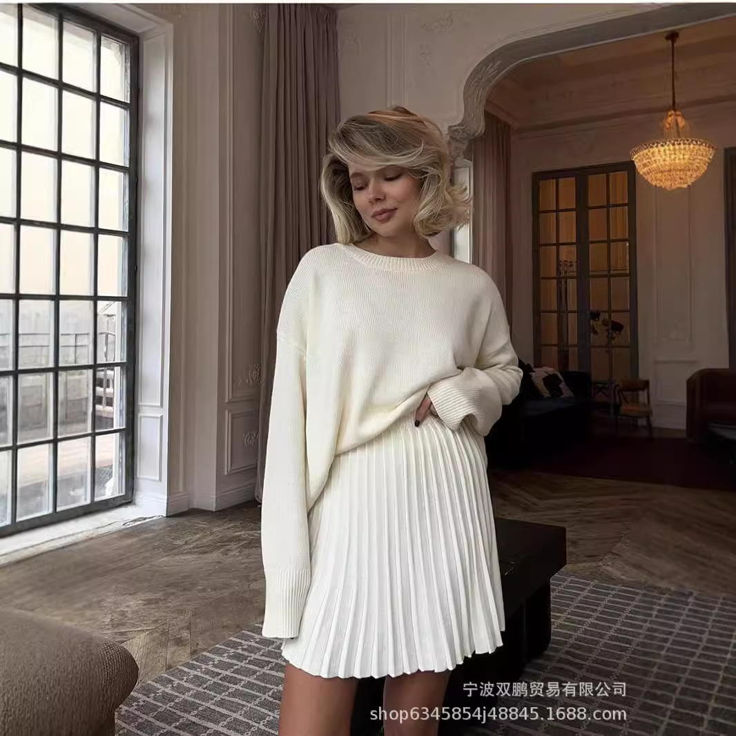 Winter Clothing Line - Outono cor sólida o-pescoço camisola vestido